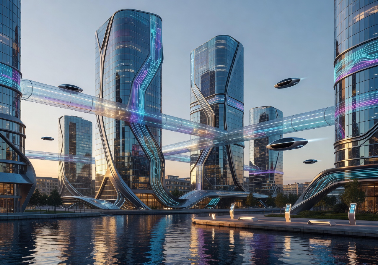 Oslo City Skyline Futuristic Tech